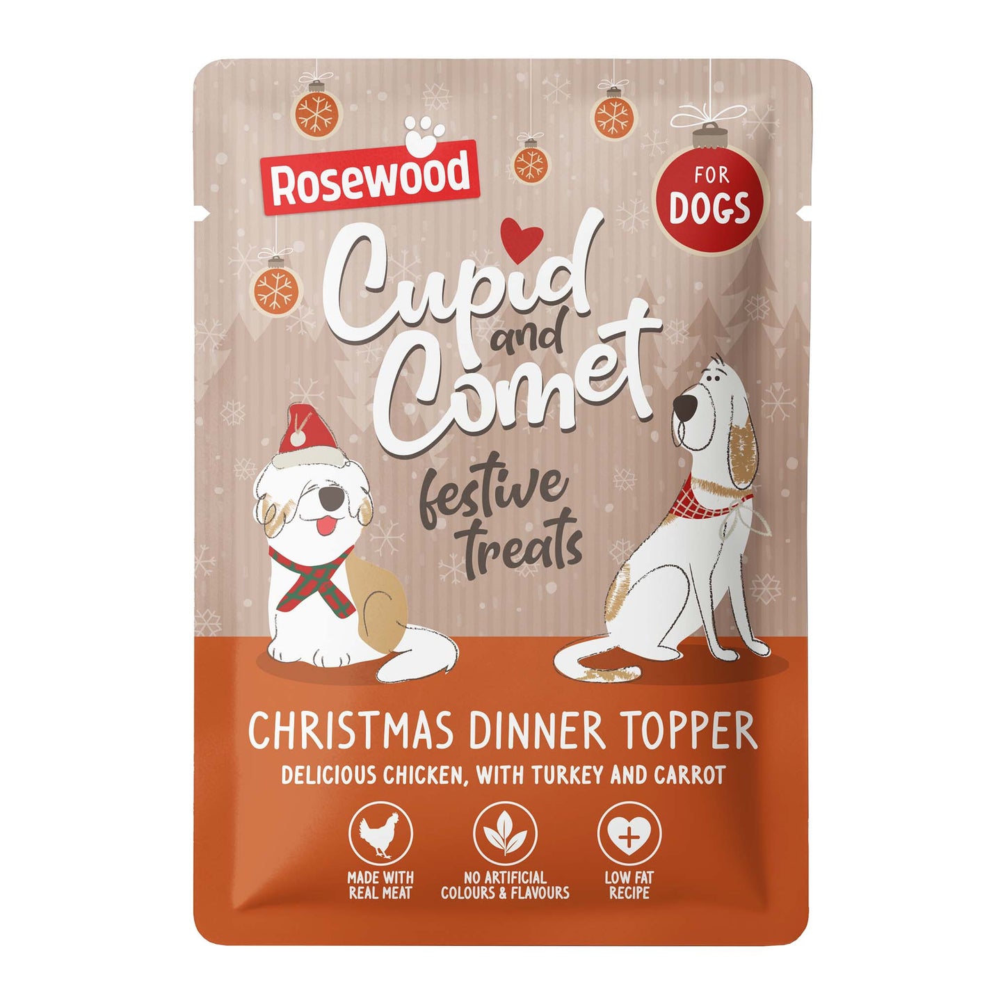 Rosewood Cupid & Comet Christmas Dinner Topper for Dogs - 85g