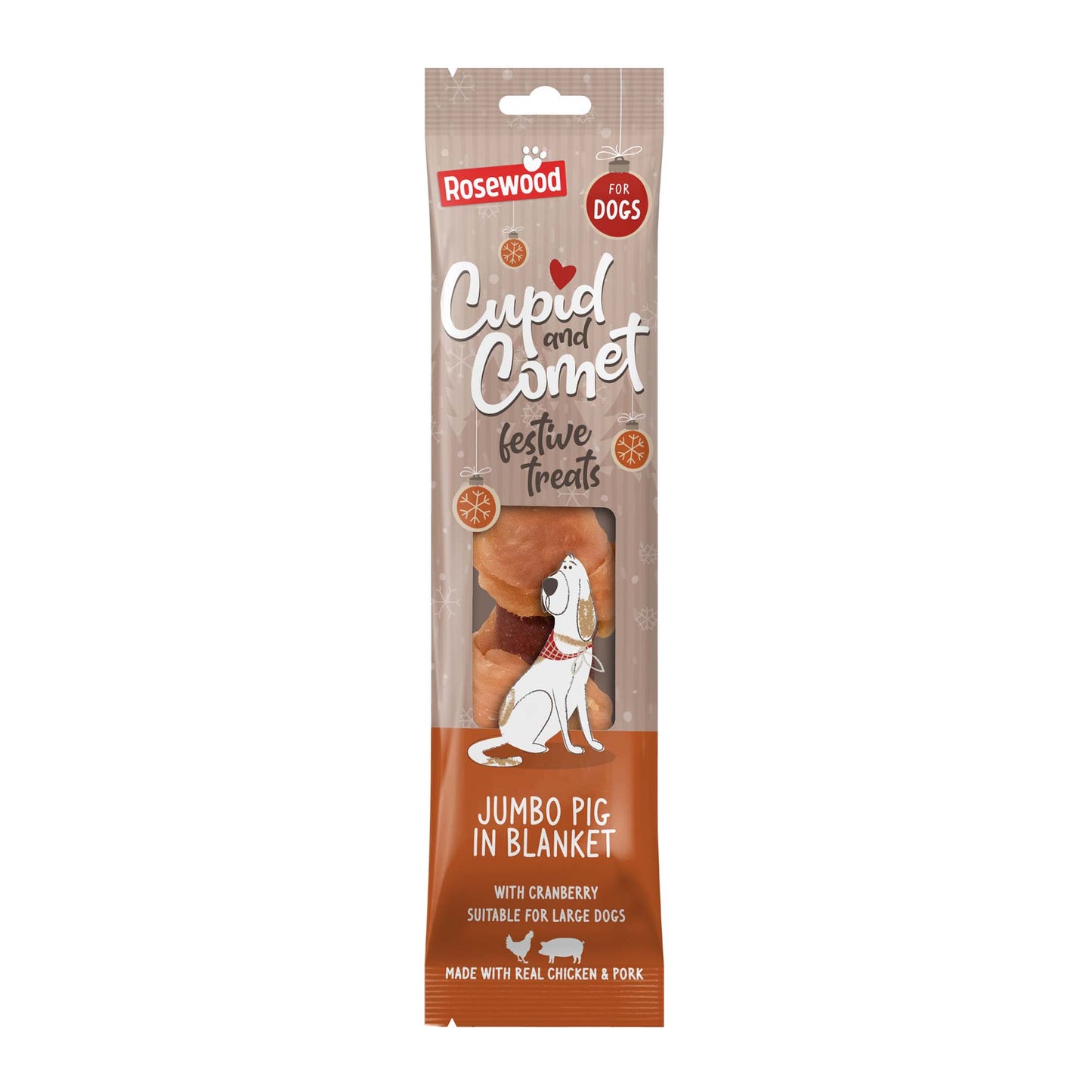 Rosewood Cupid & Comet Jumbo Pig in Blanket Dog Treat - 90g