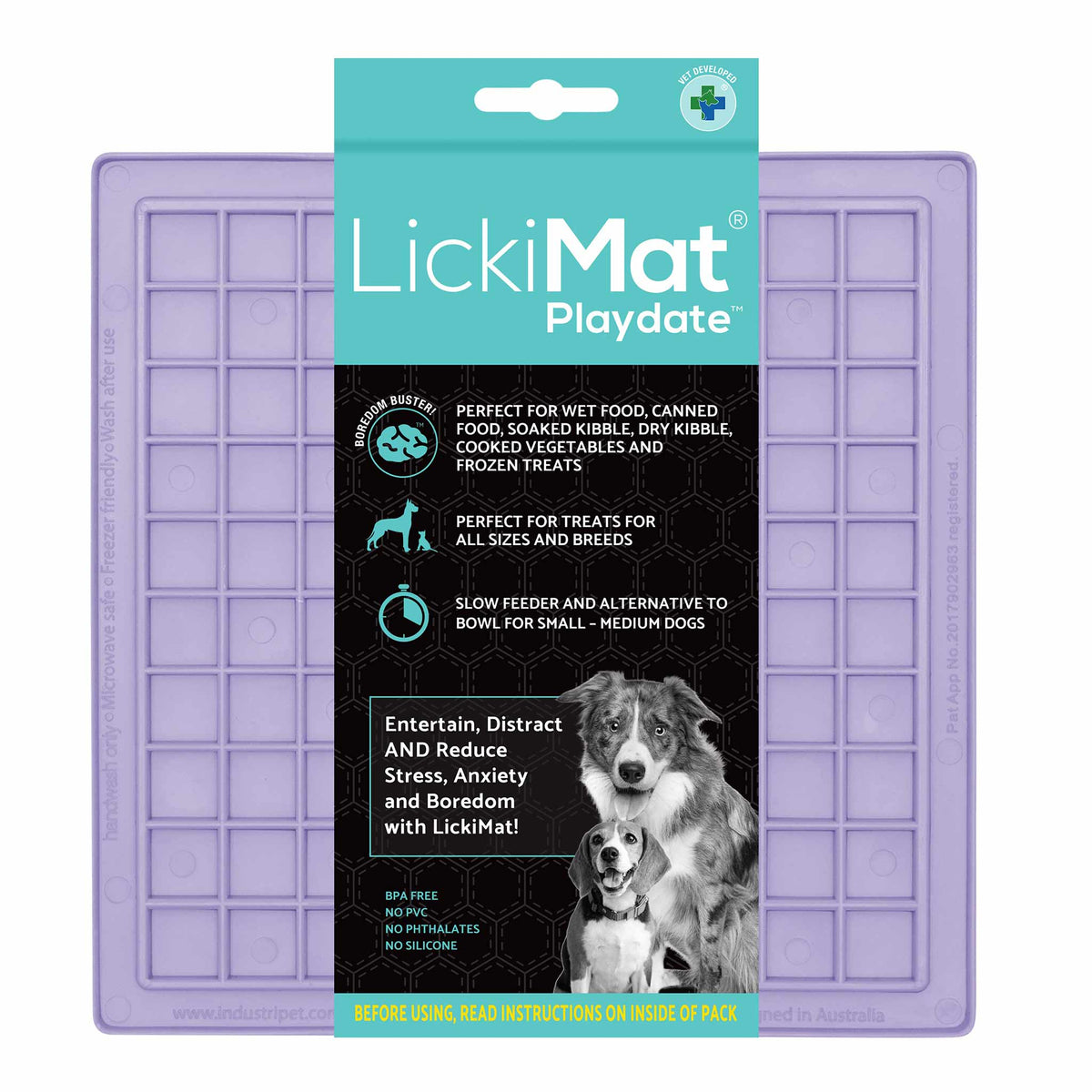 LickiMat Classic Playdate Dog Slow Feeder - Lavender - 20x20cm