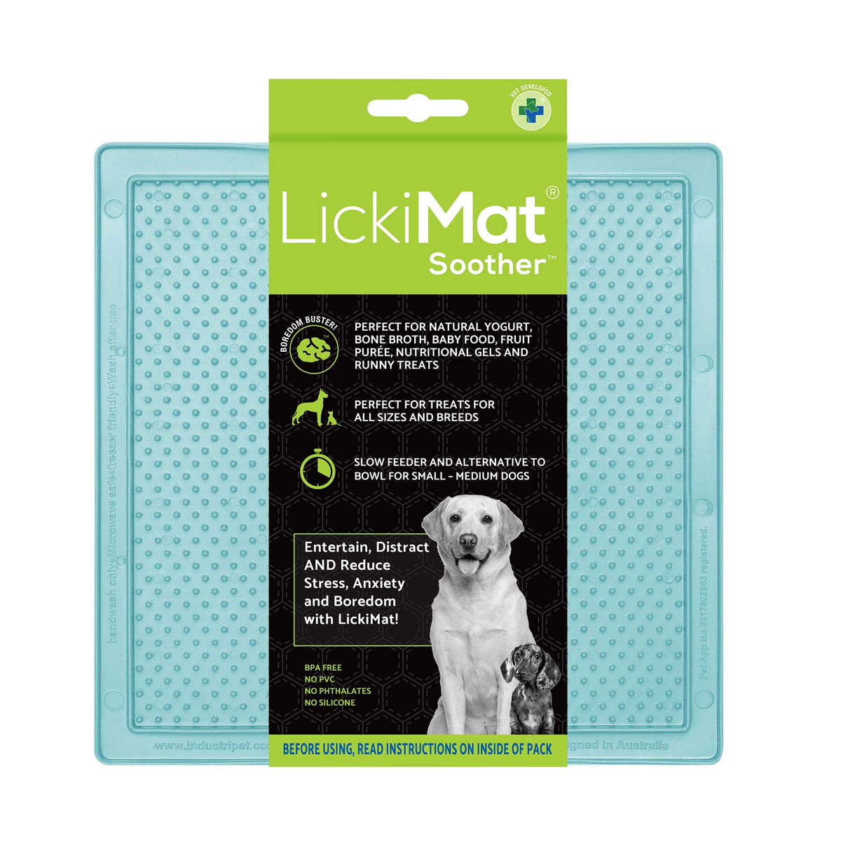 LickiMat Classic Soother Dog Slow Feeder - Mint - 20x20cm