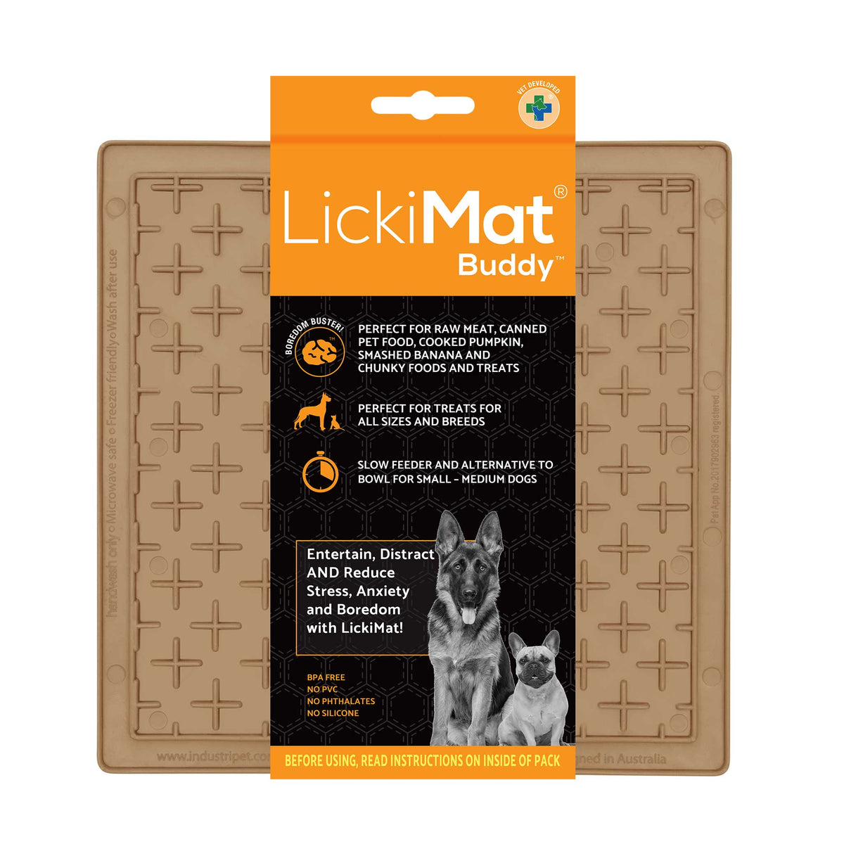 LickiMat Classic Buddy Dog Slow Feeder - Coffee - 20x20cm