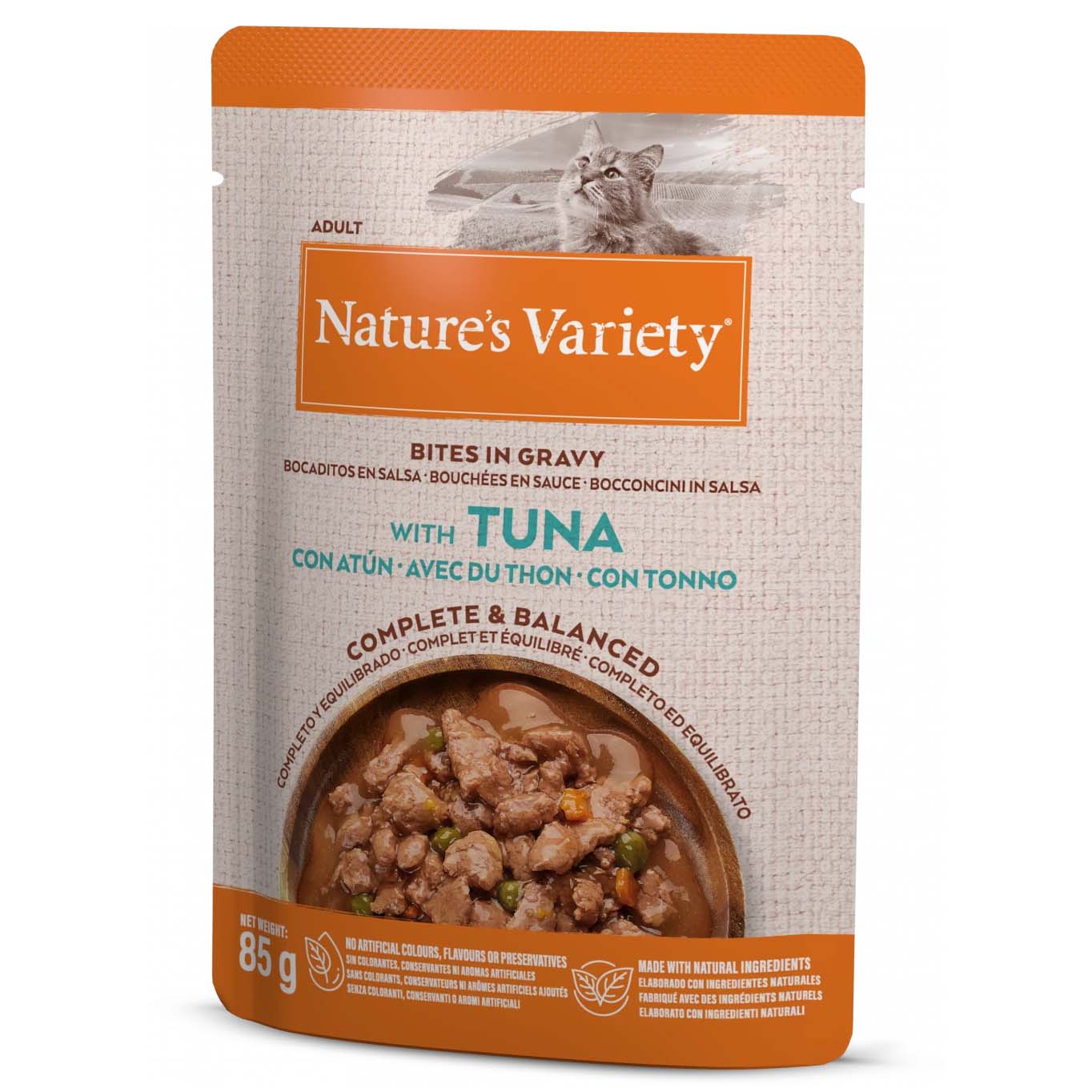 Natures Variety Bites in Gravy Adult Cat Wet Food - Tuna - 22x85g Pouches