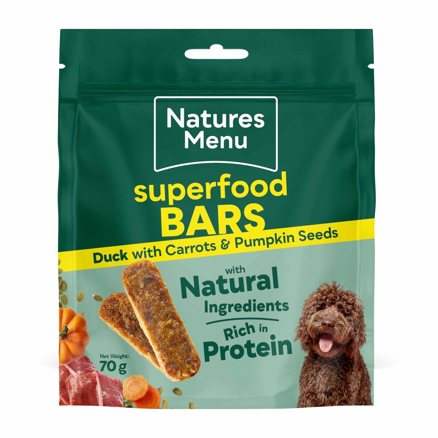 Natures Menu Superfood Bars for Adult Dogs - Duck with Carrot & Pumpkin - 70g