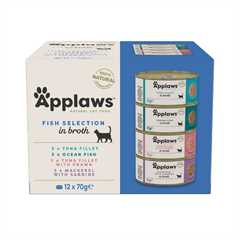 Applaws Adult Wet Cat Food in Broth - Fish Selection - 12x70g Cans