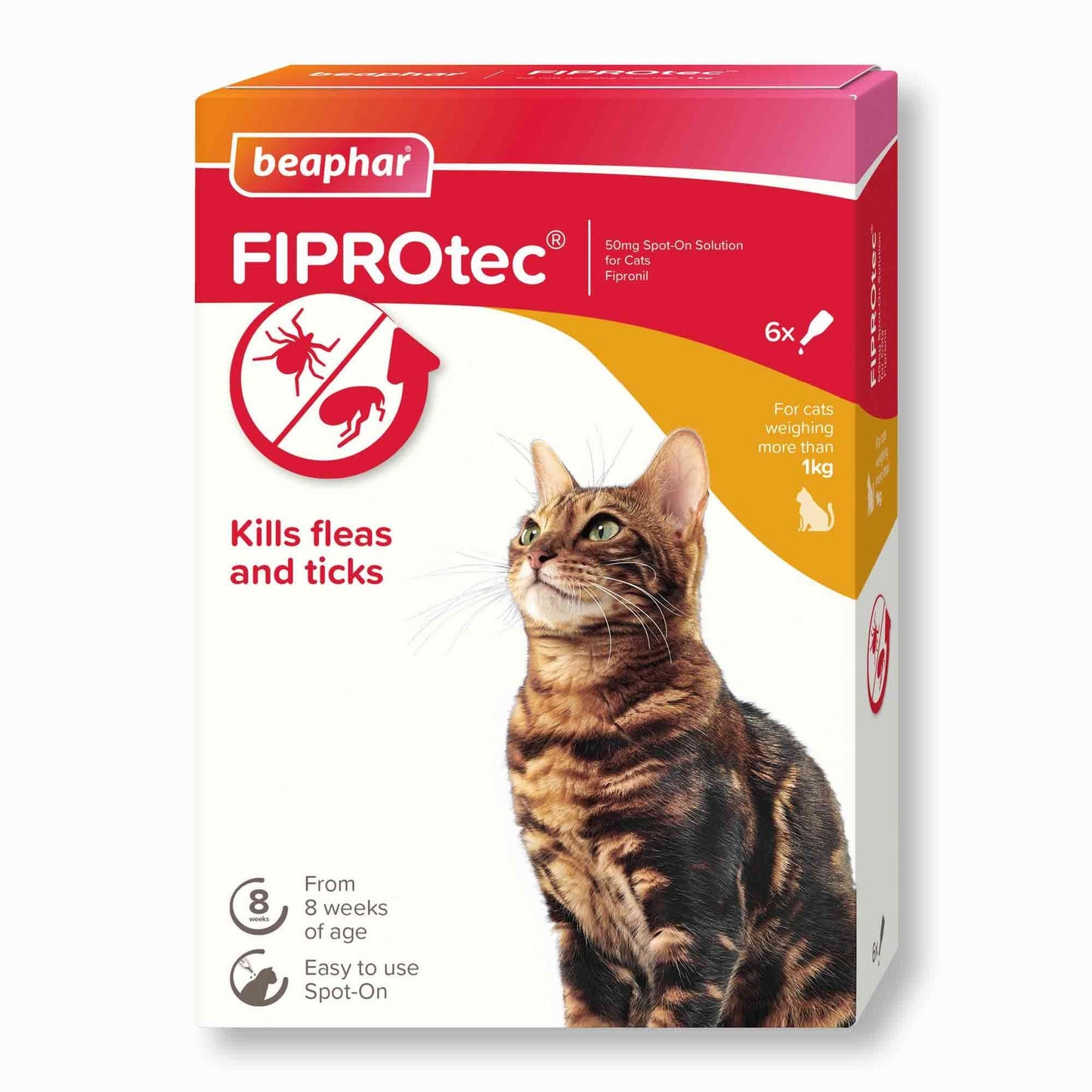 Beaphar FIPROtec Flea & Tick Spot On for Cats - 6 pack