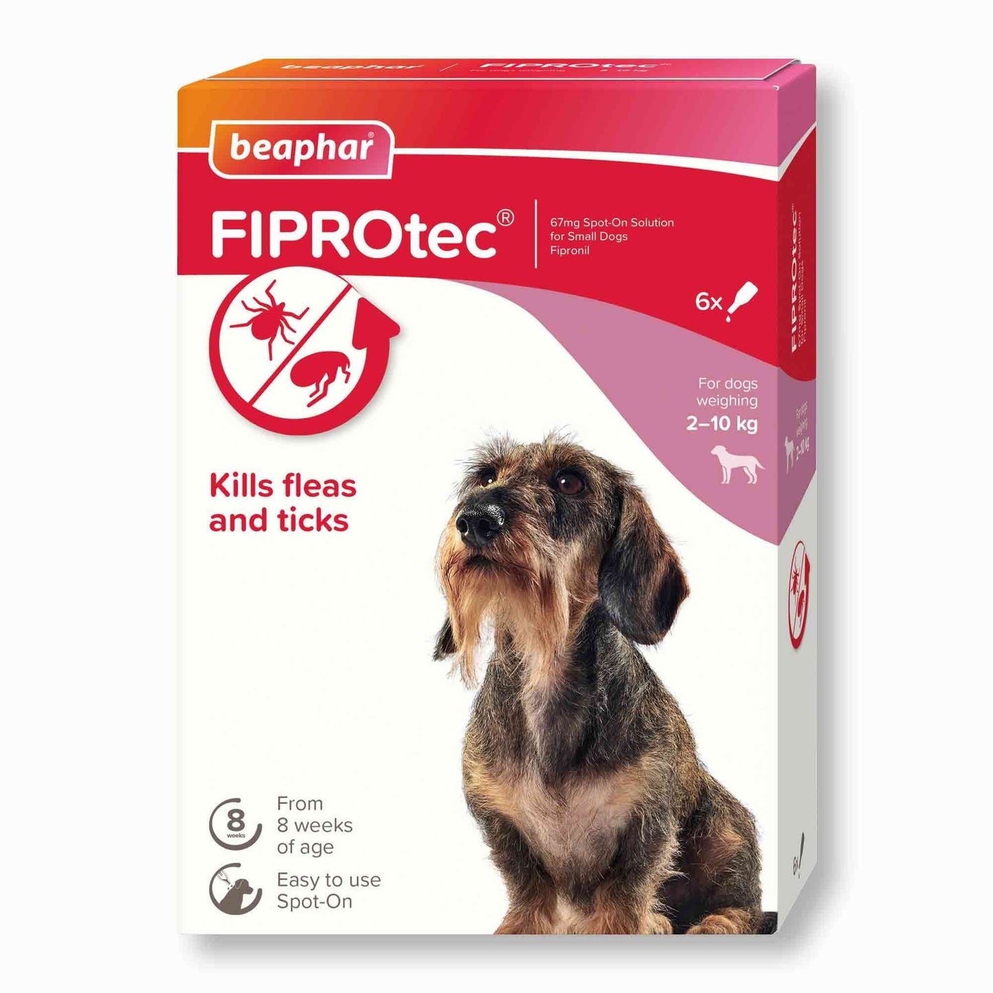 Beaphar FIPROtec Flea & Tick Spot on for Small Dogs - 6 pack