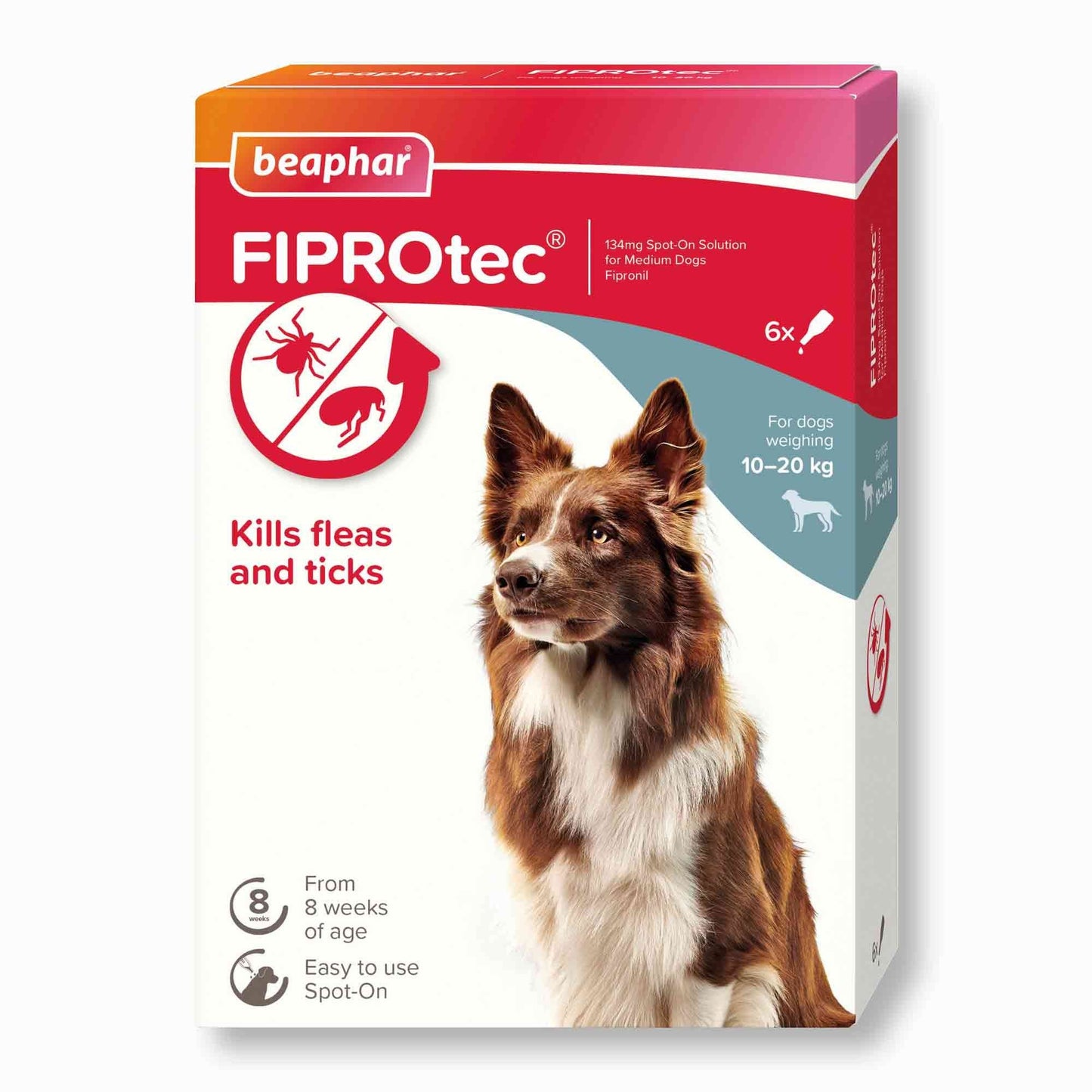 Beaphar FIPROtec Flea & Tick Spot on for Medium Dogs - 6 pack