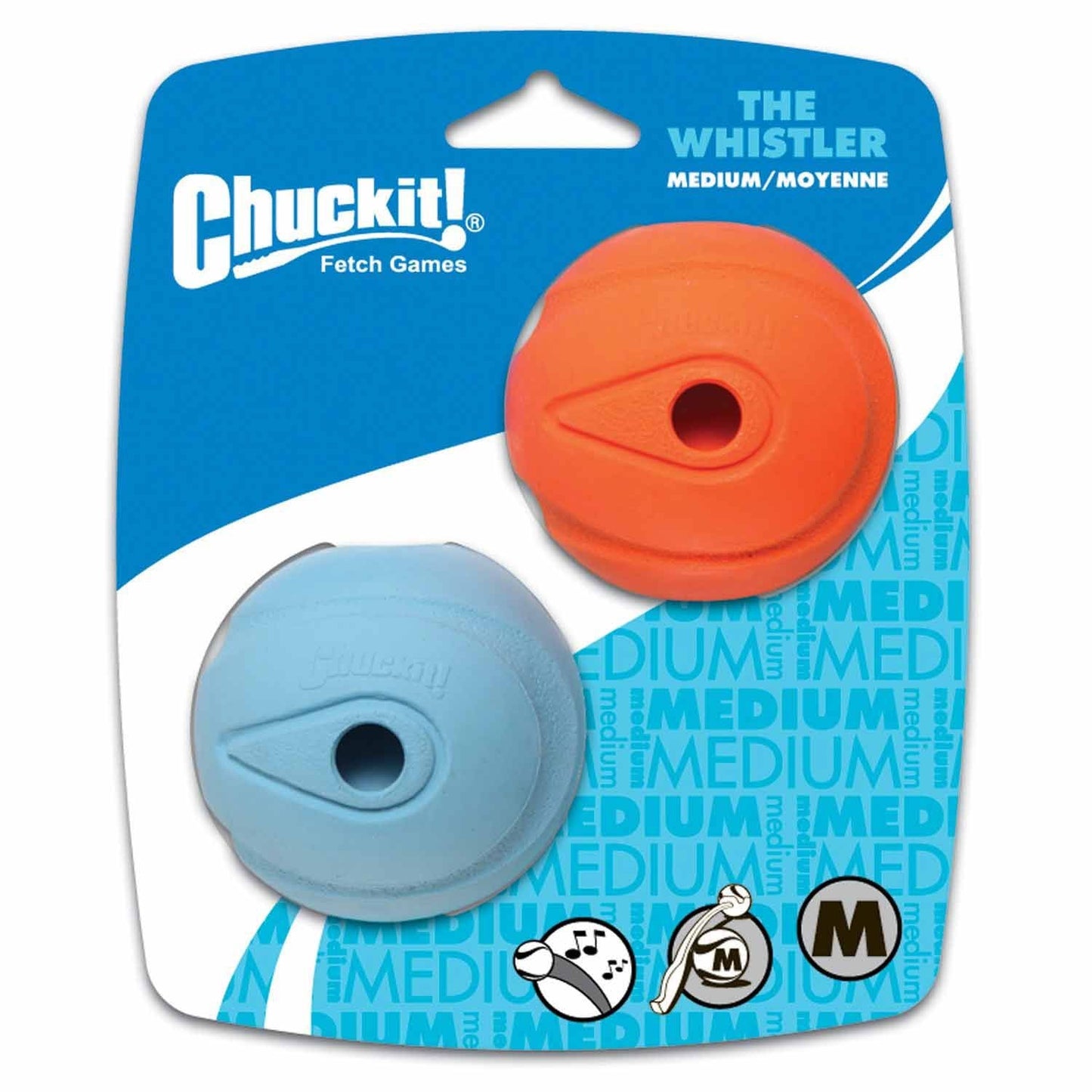 Chuckit! The Whistler Ball - 2 Pack - Medium - 6.5cm