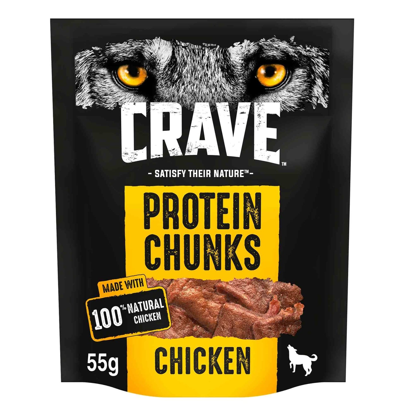 CRAVE Protein Chunks Grain Free Adult Dry Dog Treats – Chicken – 55g