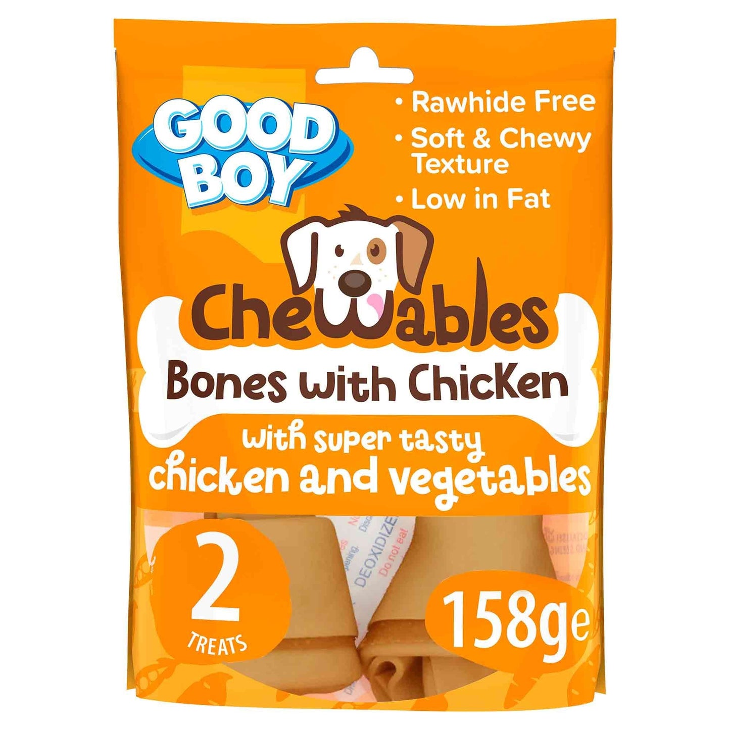 Good Boy Chewables Dog Treats - Rawhide Free Medium Chicken Bones - 2 Pack