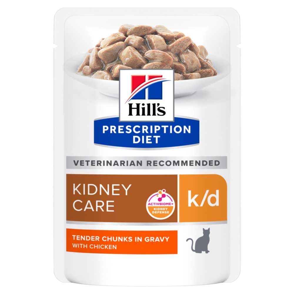 Hills Prescription Diet k/d Kidney Care Wet Cat Food in Gravy - Chicken - 12x85g Pouches