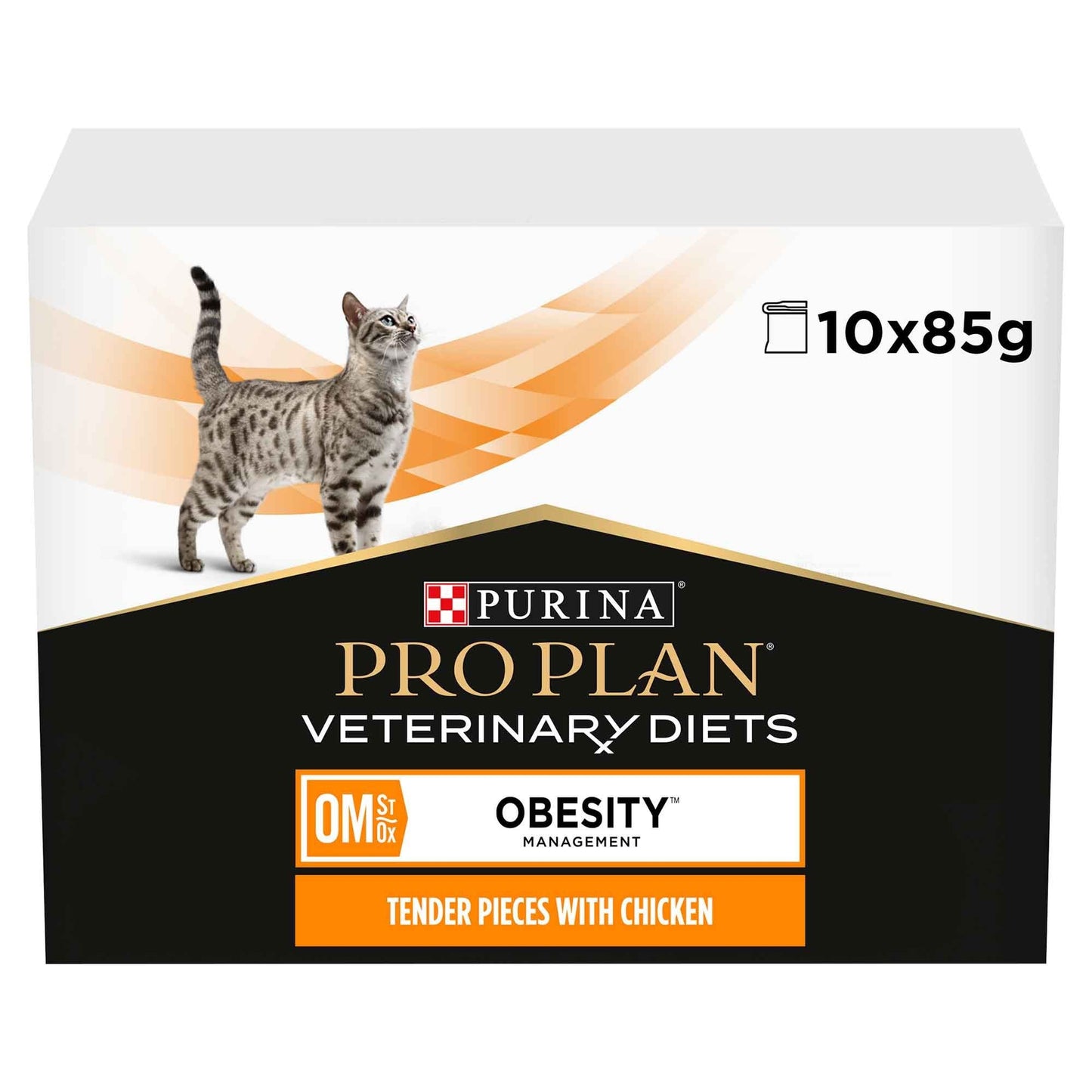 PRO PLAN Veterinary Diet Obesity Management Adult Wet Cat Food - Chicken - 10x85g Pouches