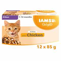 Iams Kitten Wet Cat Food in Gravy - Chicken - 12x85g Pouches