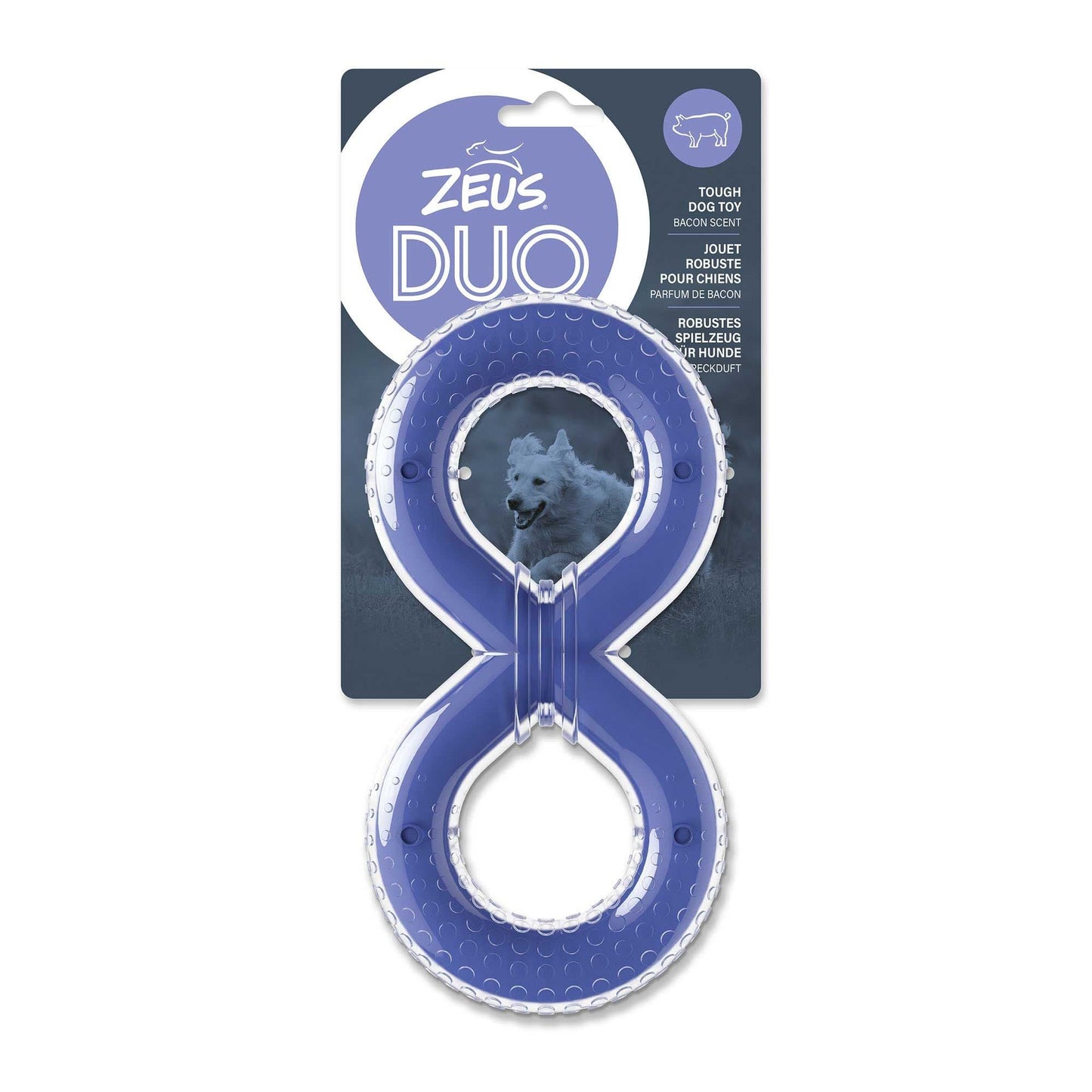 Zeus DUO Figure-8 Tug Dog Toy - Bacon Scented