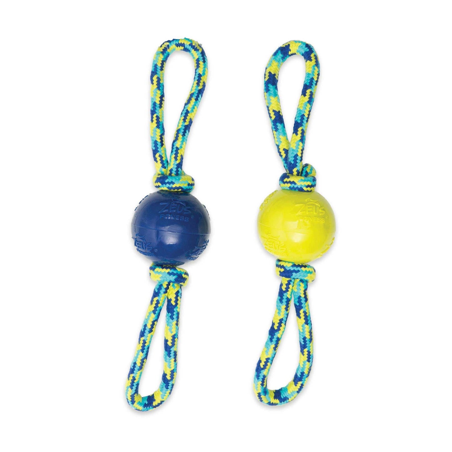 Zeus Fitness Double Tug Dog Toy with Encased Tennis Ball