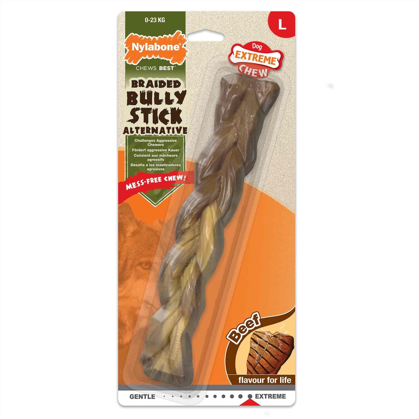 Nylabone Braided Bully Stick Extreme Dog Chew - Beef - Large
