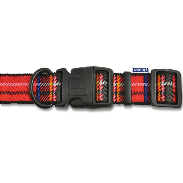 Ancol Red Tartan Adjustable Dog Collar 30-50cm