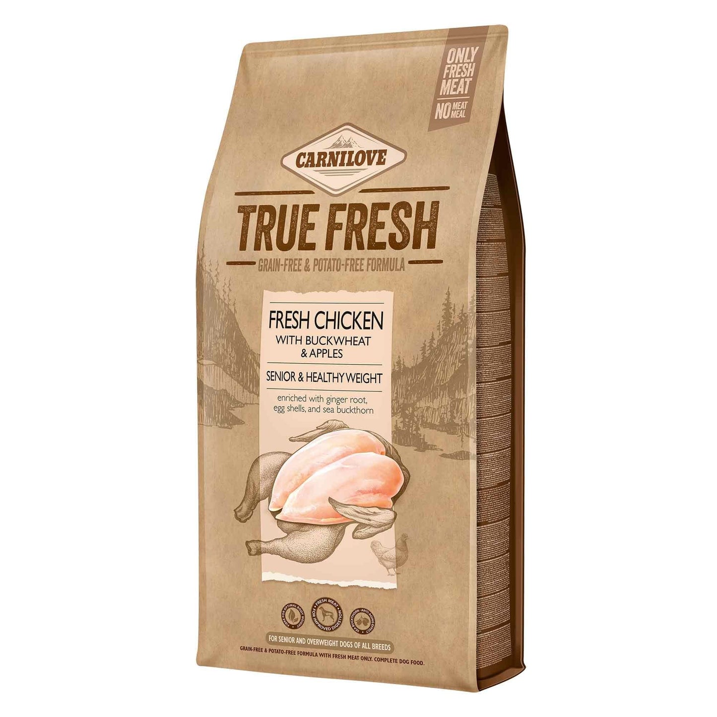 Carnilove True Fresh Senior & Healthy Weight Dry Dog Food - Chicken, Buckwheat & Apples