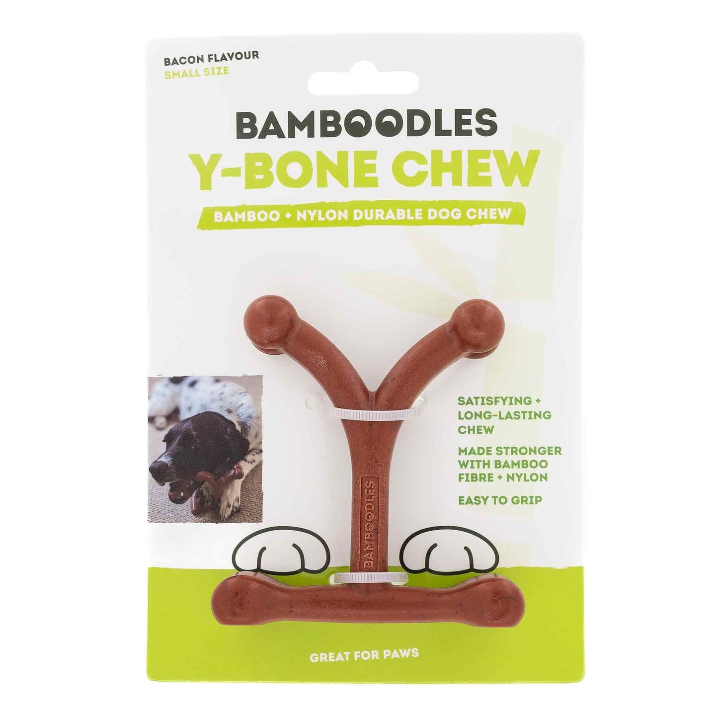 Bamboodles Y-Bone Chew Toy - Bacon - Small