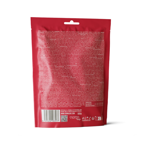 Carnilove Adult Jerky Dog Treats - Turkey & Venison Fillets - 100g
