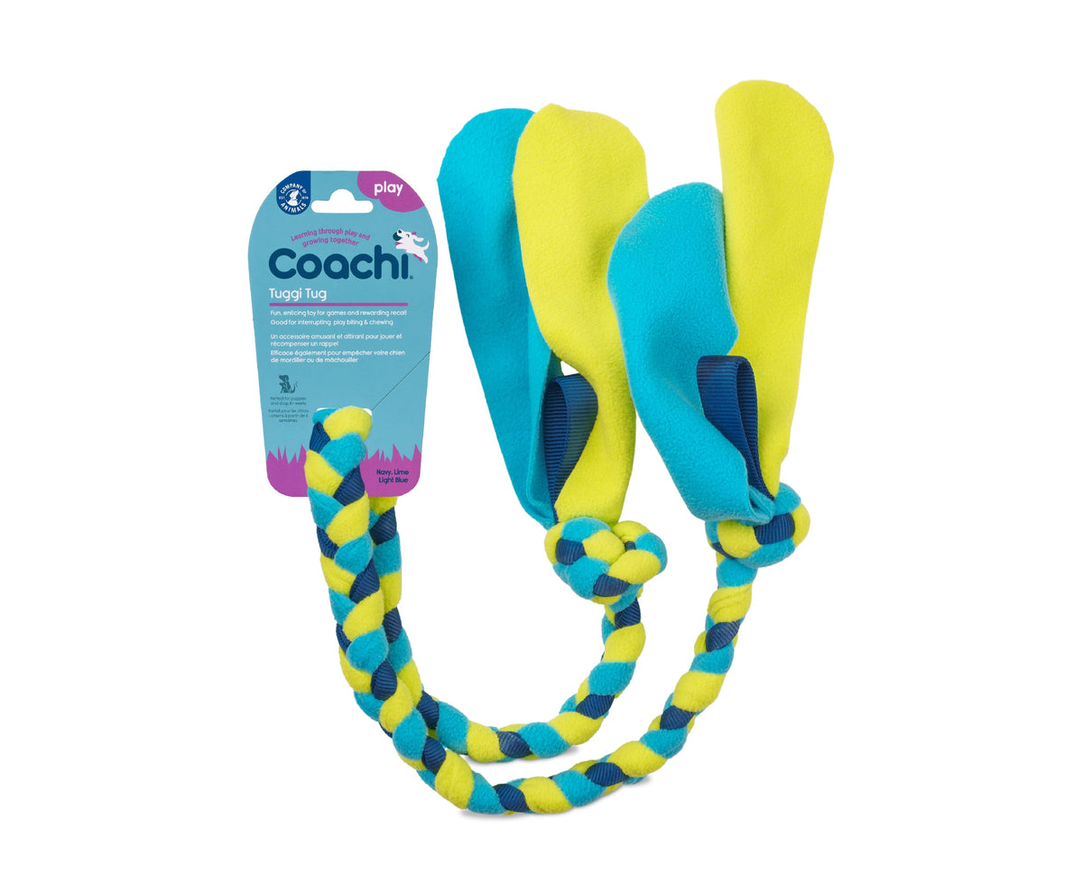 Coachi Tuggi Tug Dog Toy - Navy, Lime & Light Blue
