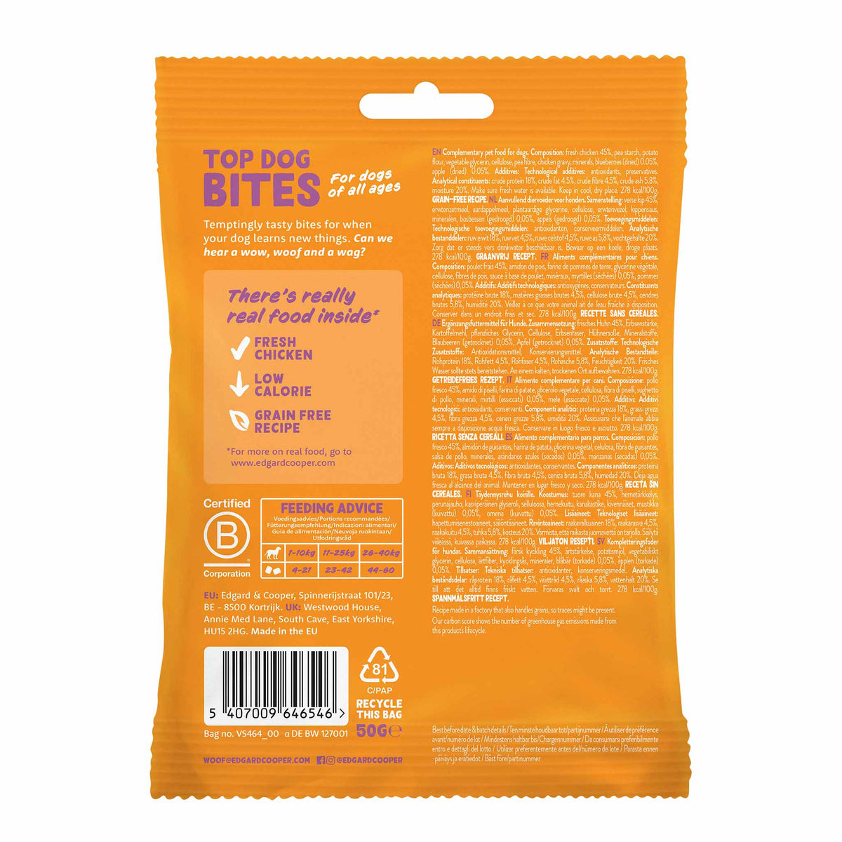 Edgard & Cooper Small Bites Dog Treats - Chicken - 50g