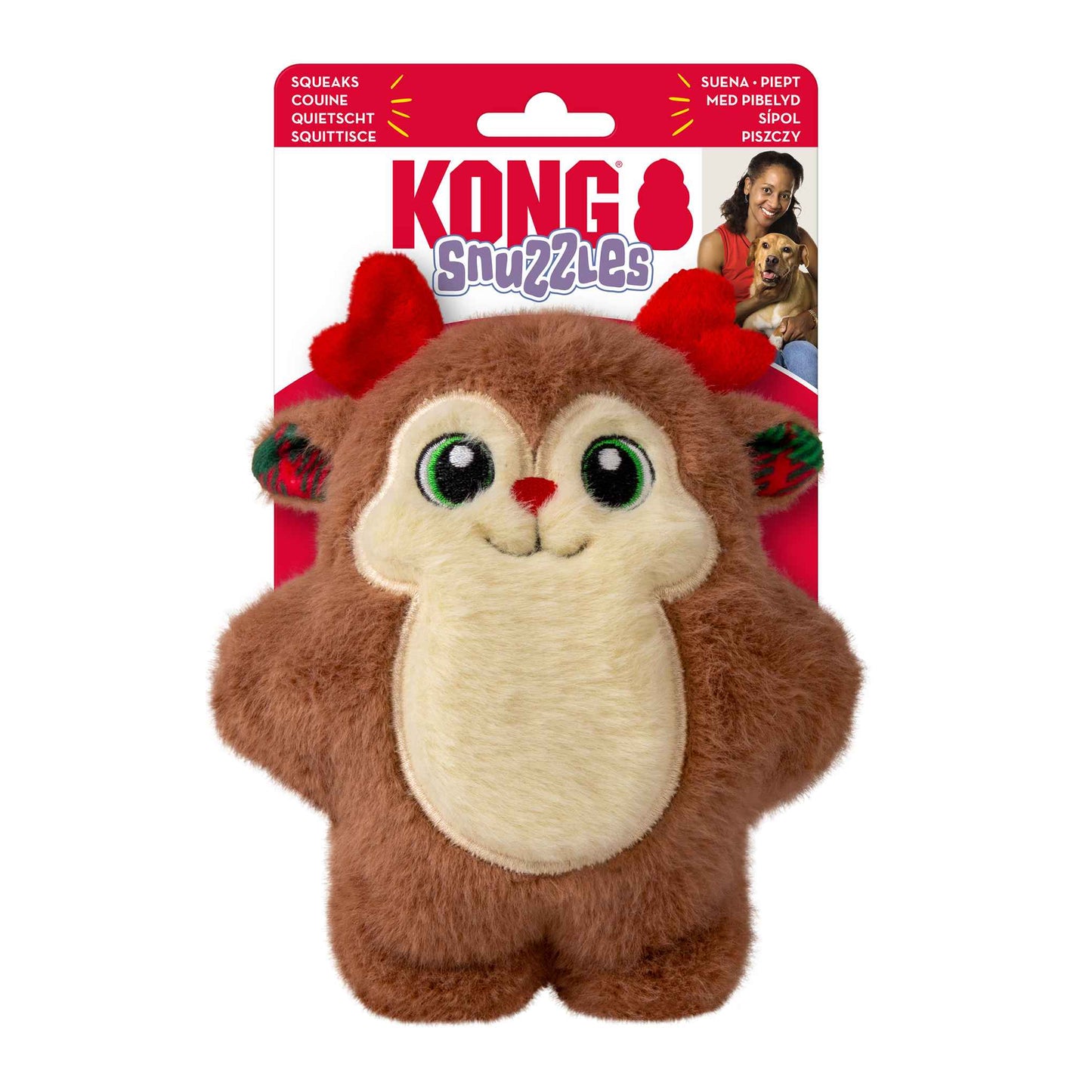 KONG Holiday Snuzzles Reindeer Dog Toy - Small