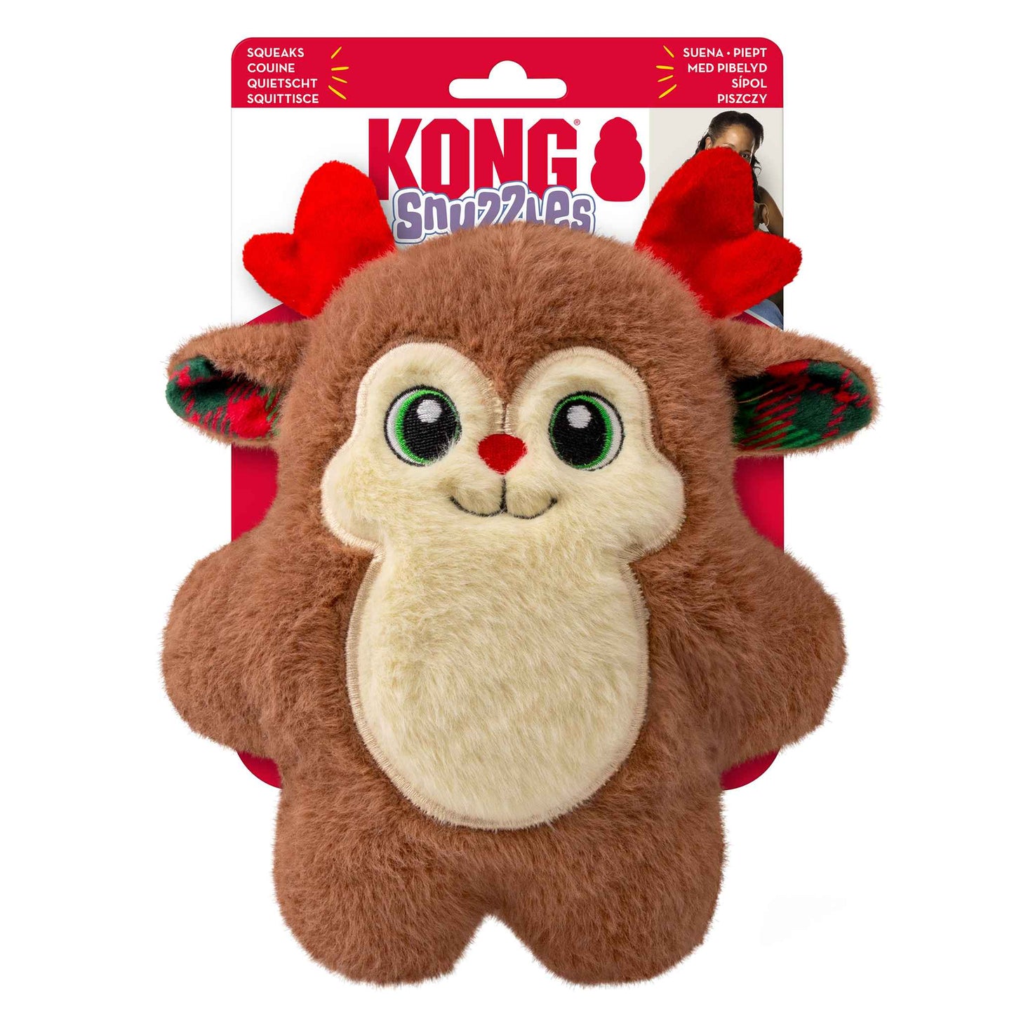 KONG Holiday Snuzzles Reindeer Dog Toy - Medium
