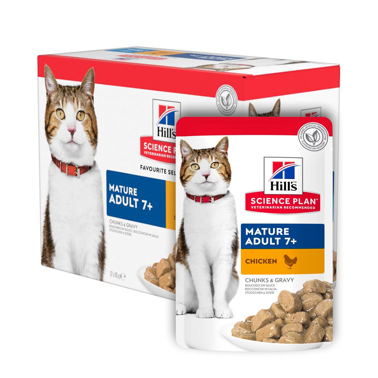 Hills Science Plan Mature 7+ Wet Cat Food in Gravy - Chicken - 12 x 85g Pouch