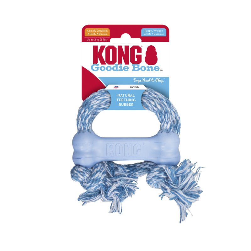 KONG Puppy Goodie Bone with Rope Xsmall Dog Toy