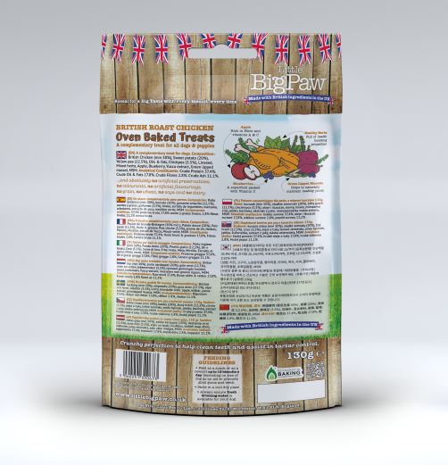 Little BigPaws Oven Baked Dog Treats - Roast Chicken - 130g