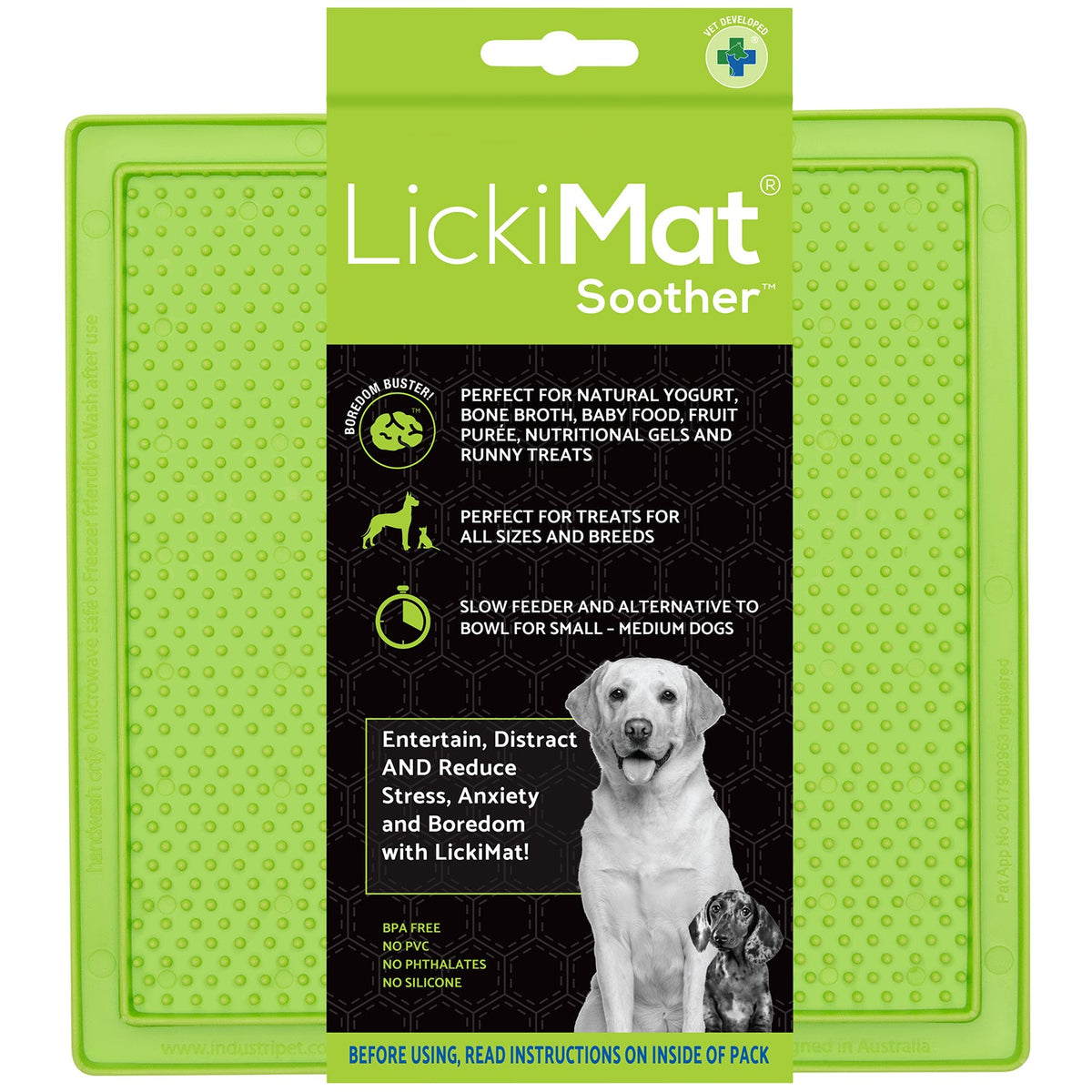 LickiMat Classic Soother Dog Slow Feeder - Green - 20x20cm