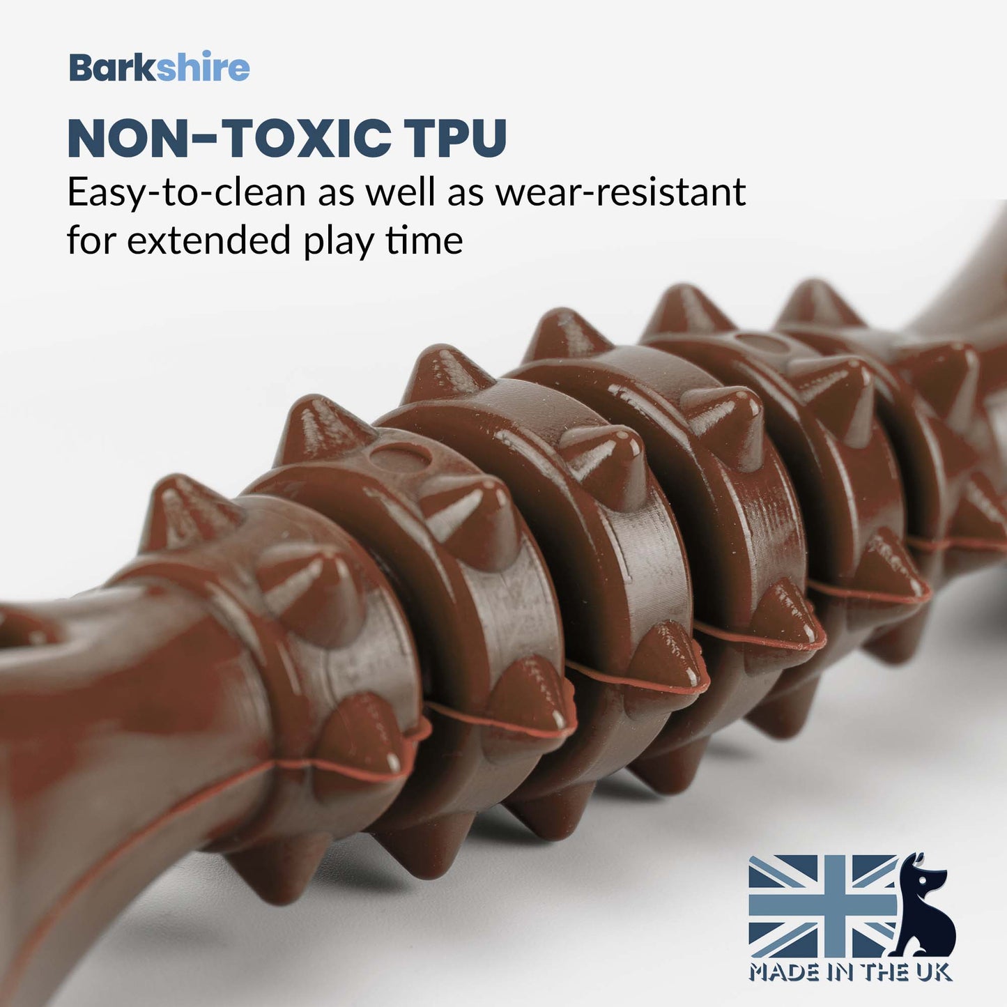 Barkshire Small Studded Bone Dog Toy - Brown