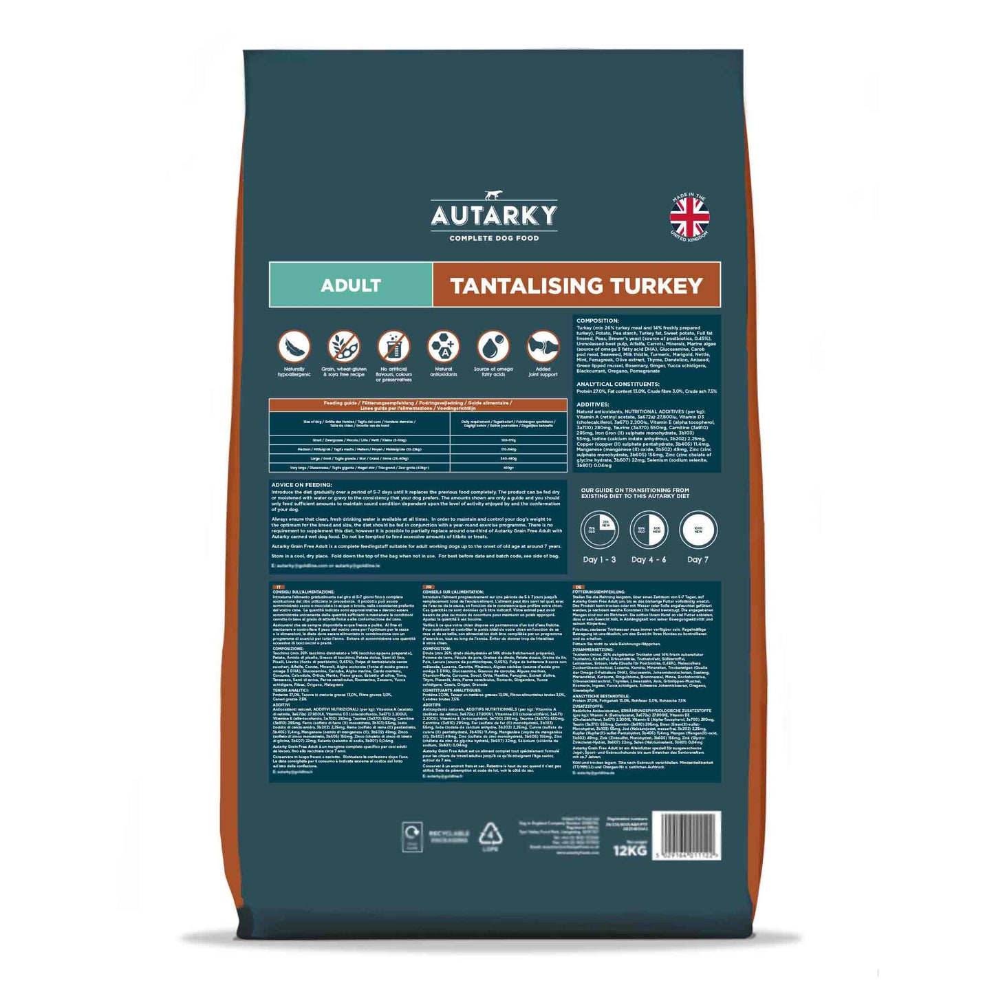 Autarky Working Dog Grain Free Adult Dry Dog Food - Turkey