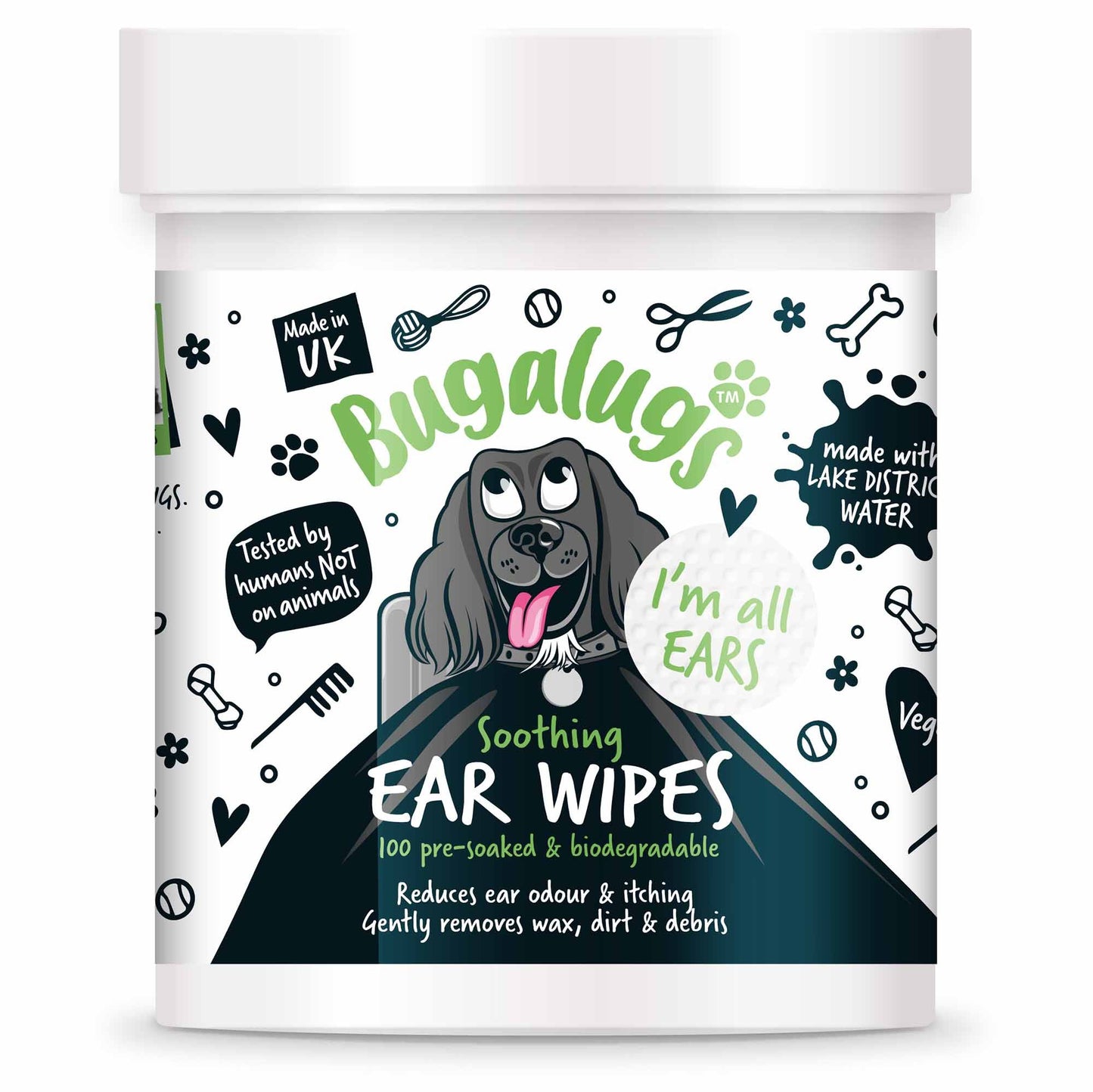 Bugalugs Soothing Ear Wipes for Dogs - 100 wipes