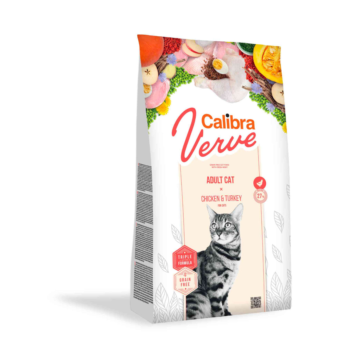 Calibra Verve Grain Free Adult Dry Cat Food - Chicken & Turkey