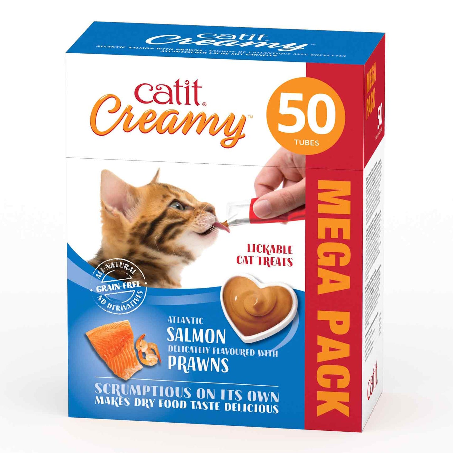 Catit Creamy Lickable Cat Treats - Salmon & Prawns - 50x10g Mega pack