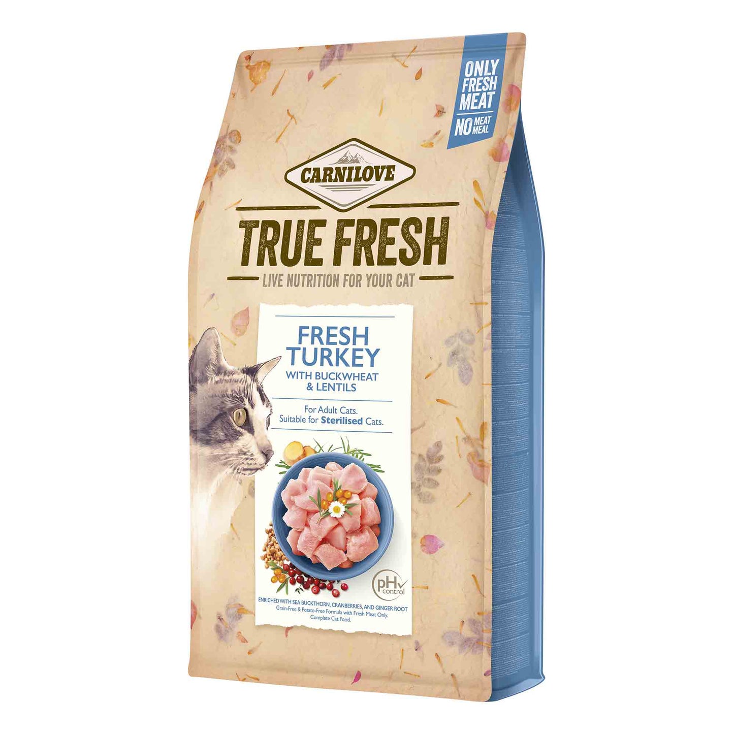 Carnilove True Fresh Adult Dry Cat Food - Fresh Turkey with Buckwheat & Lentils