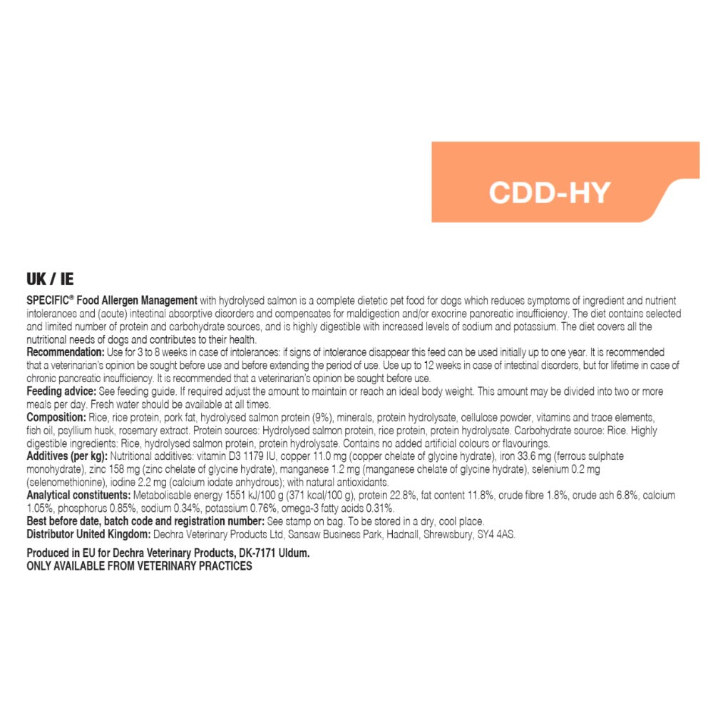 Dechra Specific CDD-HY Food Allergen Management Hydrolysed Dry Dog Food