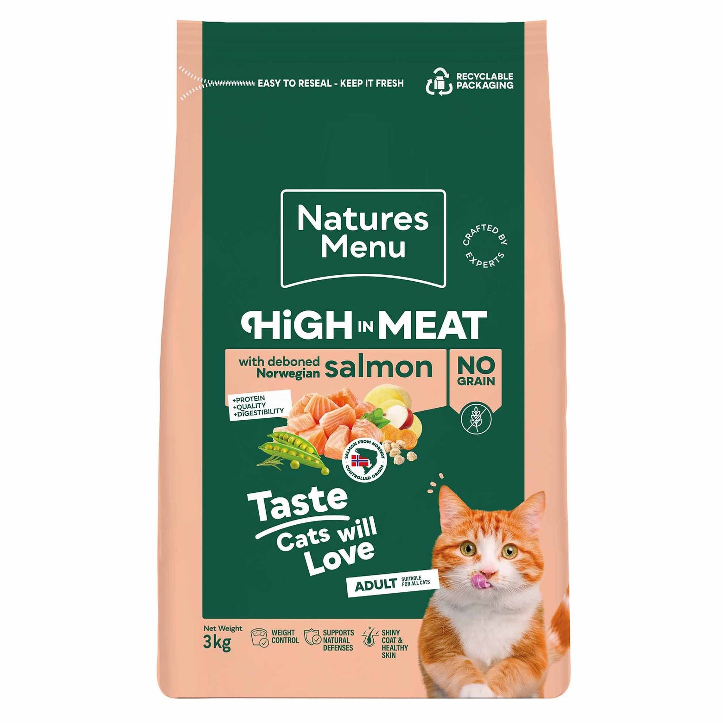 Natures Menu High in Meat No Grain Adult Cat Dry Food - Salmon