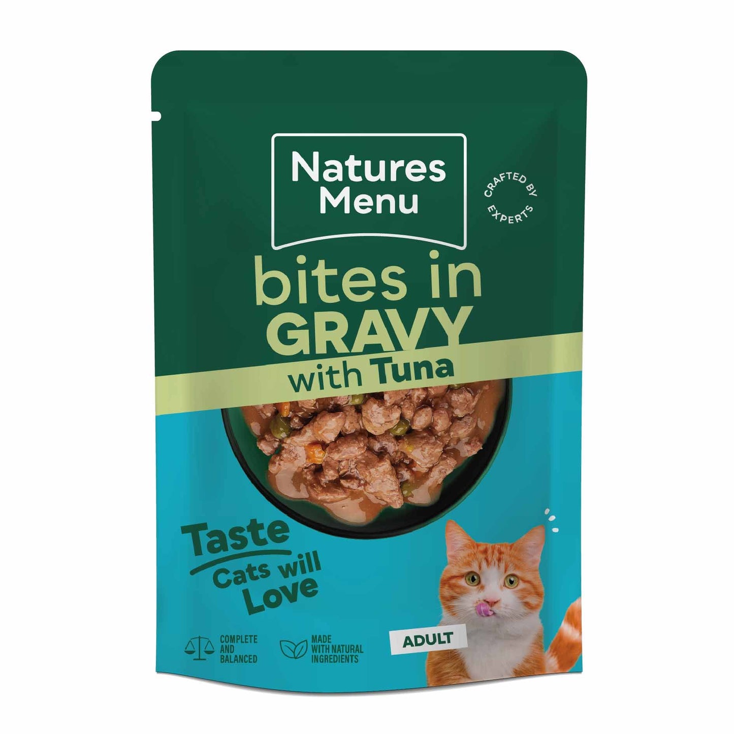 Natures Menu Bites in Gravy Adult Cat Wet Food - Tuna - 22x85g Pouches