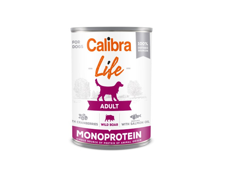 Calibra Life Adult Wet Dog Food - Wild Boar with Cranberries - 6 x 400g Cans