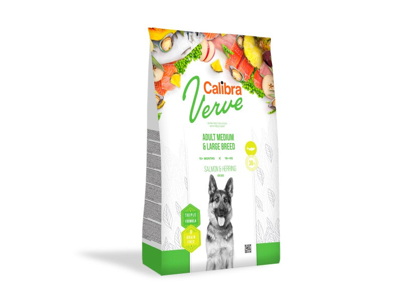 Calibra Verve Gluten Free Medium / Large Breed Adult Dry Dog Food - Salmon & Herring