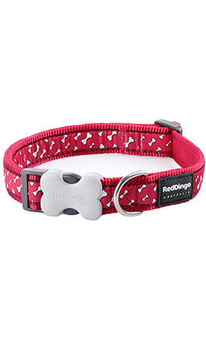 Flying Bones Dog Collar - Red