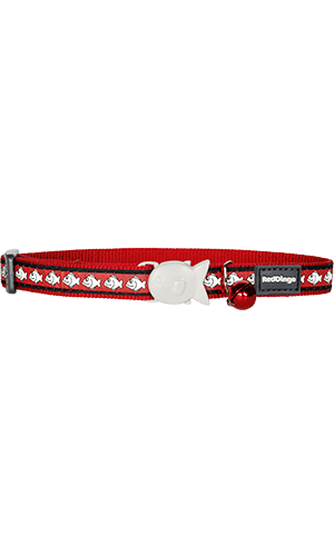 Reflective Fish Cat Collar - Red