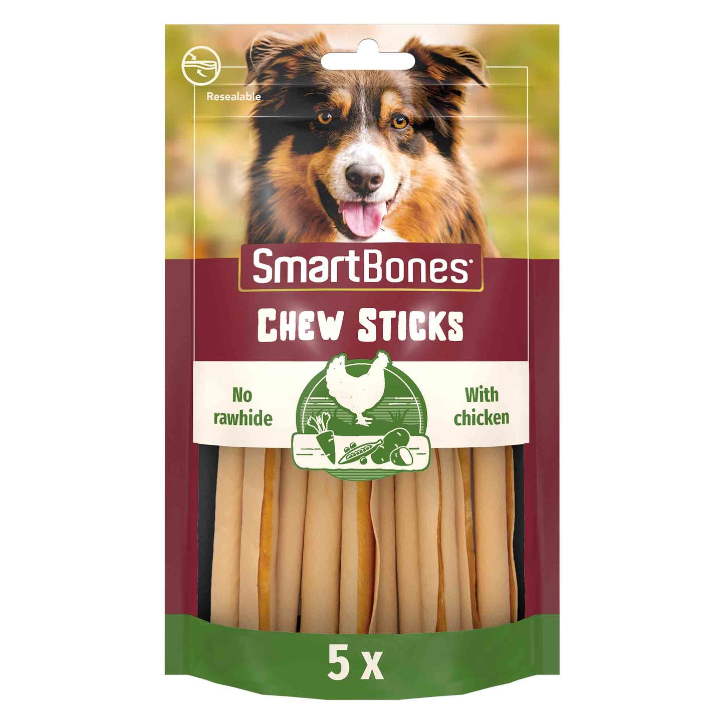 SmartBones SmartSticks Adult Dog Treats - Chicken - 5 Sticks
