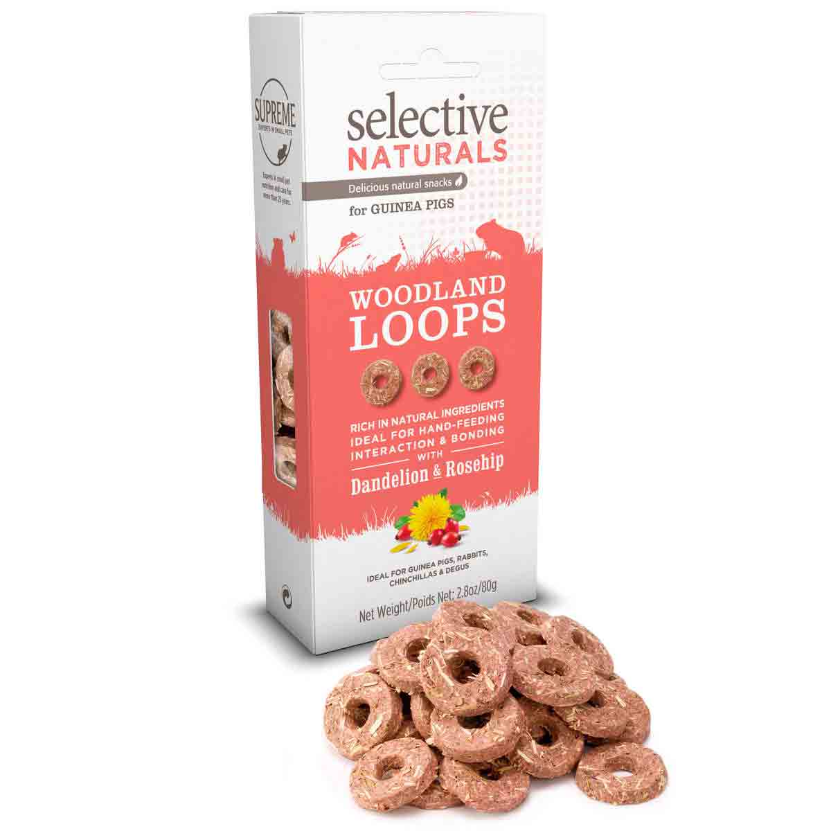 Supreme Selective Naturals Woodland Loops for Guinea Pigs with Dandelion & Rosehip - 80g
