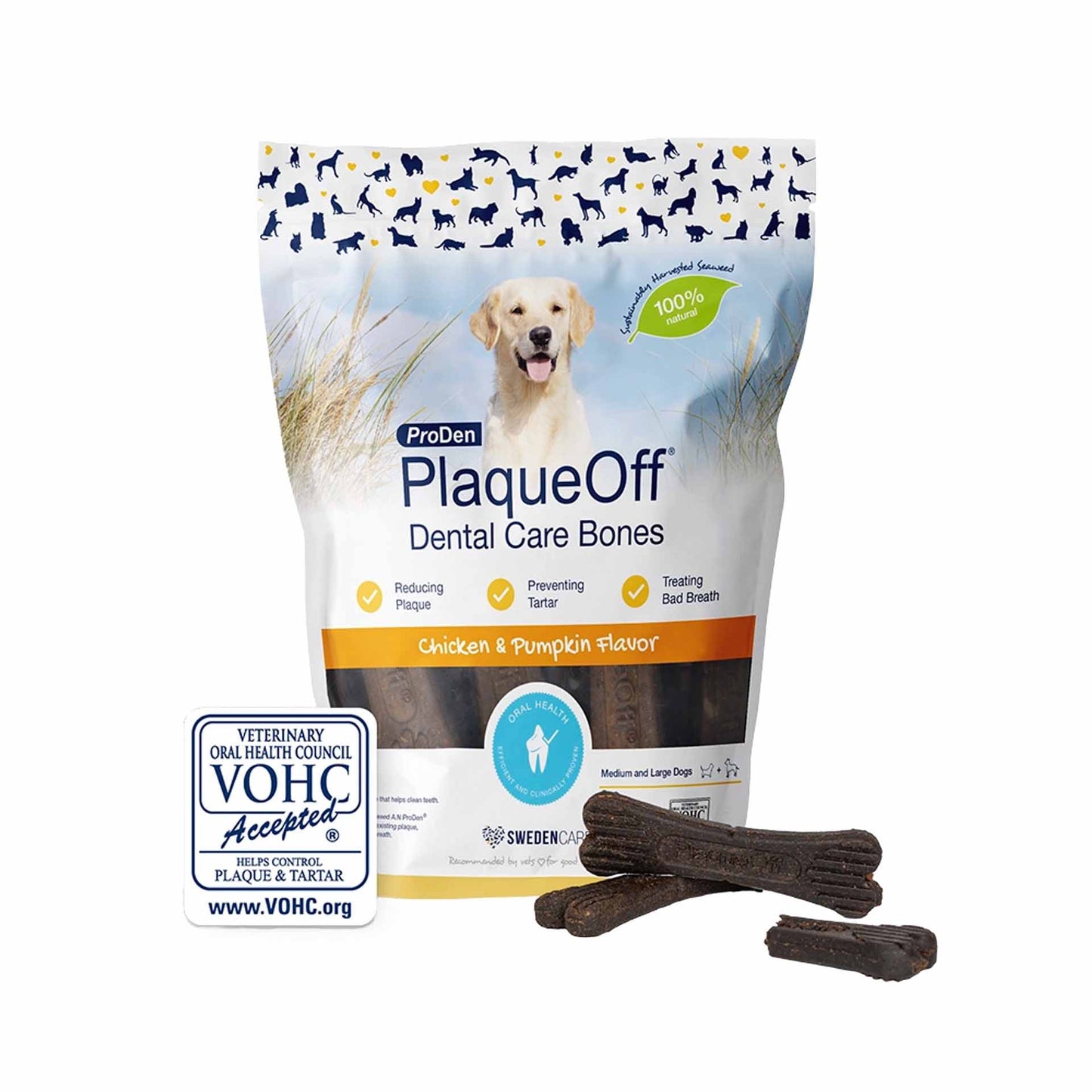ProDen PlaqueOff® Dental Care Bones - Chicken & Pumpkin - 482g
