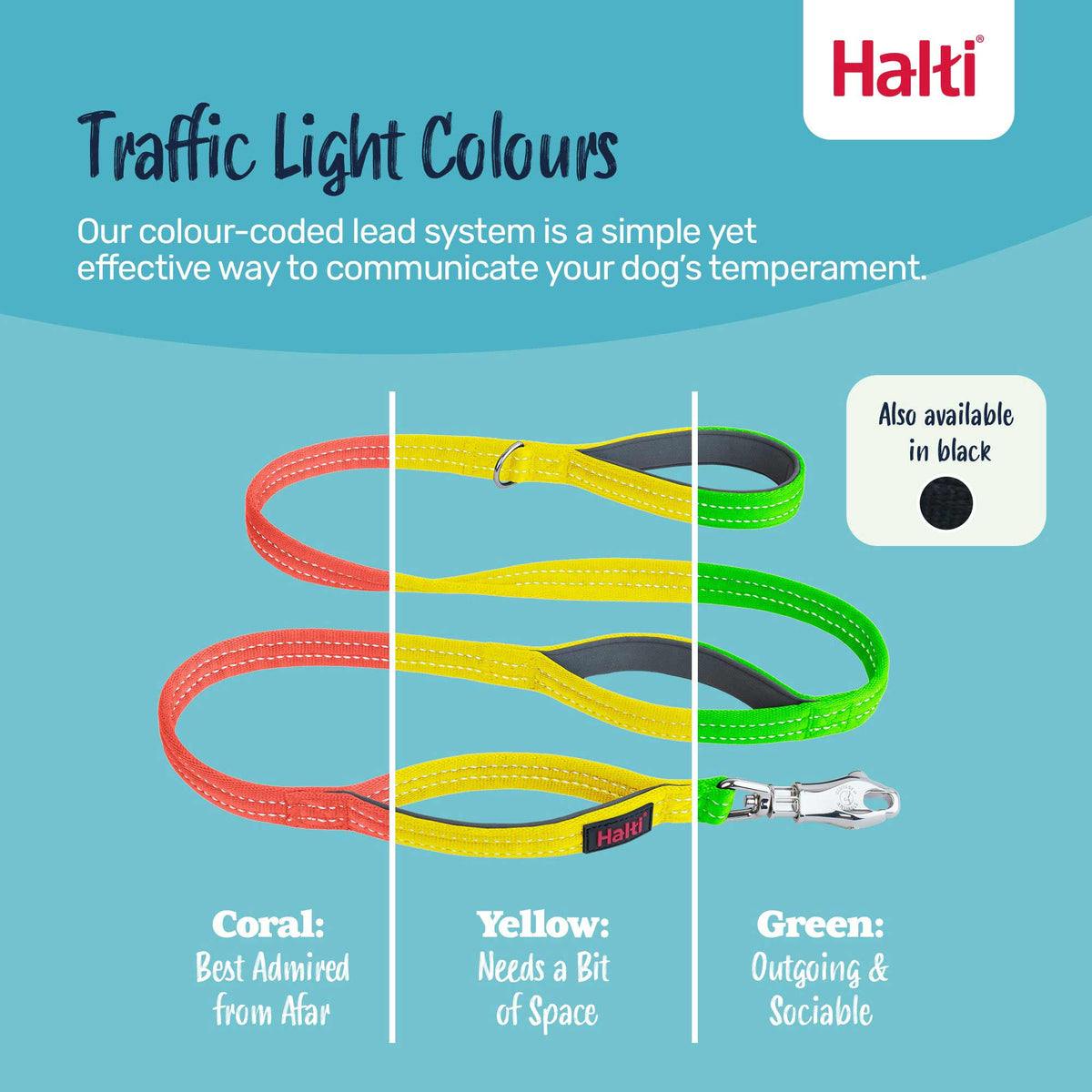 Halti BRIG Safety Neon Large Dog Lead Neon - Coral