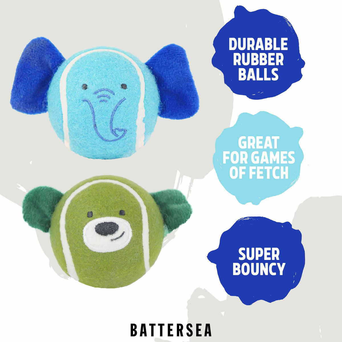 Battersean Rubber Ball Animals Dog Toy - 2 Pack